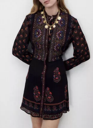 Dress With Embroidered Yoke Tunic