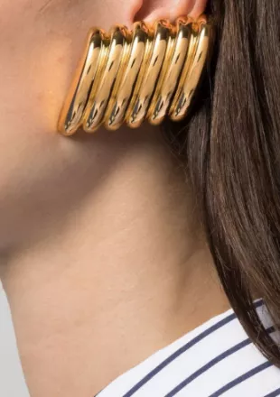 Gold Rib Stud Earrings