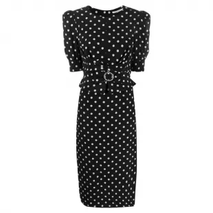 Black Polka Dot Fitted Silk Dress