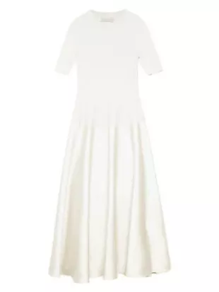 Marionne Knit & Satin Midi-Dress
