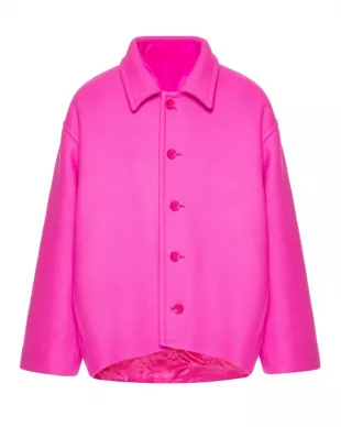 Hot Pink Wool Reversible Shirt Jacket