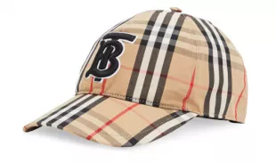 Beige Check TB Logo Hat