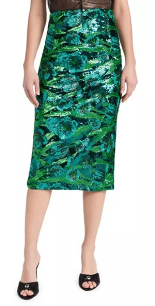 Tao Sequin Floral Pencil Midi-Skirt