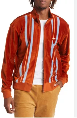 Provencal Stripe Velour Zip-up Jacket