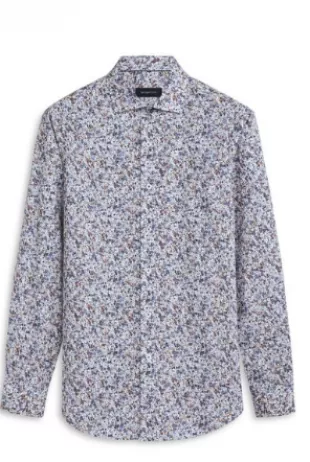 Shaped Fit Stretch Print Button-up Shirt In Riviera