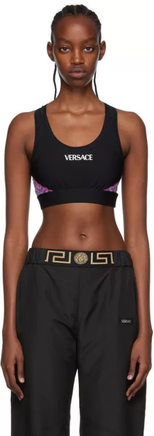 Versace Black Greca Sport Bra worn by Candiace Dillard Bassett as seen in  The Real Housewives Ultimate Girls Trip (S03E04)