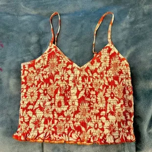 Floral red/white Crop Top