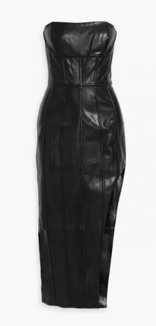 Nicholas - Phanta Strapless Faux Leather Midi Dress