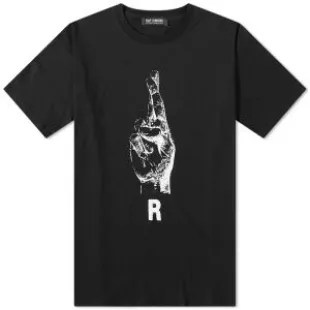 Men's Oversized Hand Sign Print T-Shirt in Black