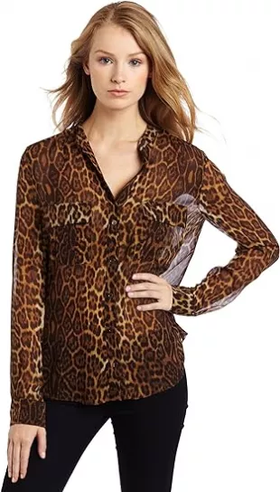 Bcbgmaxazria - Women's Anderson Leopard Blouse With Cargo Pockets