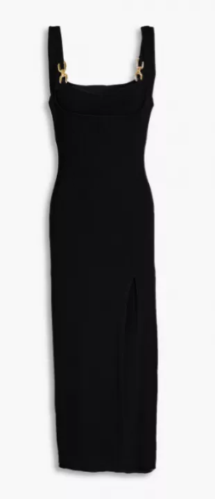 Faida Chain Embellished Ribbed Knit Midi Dress