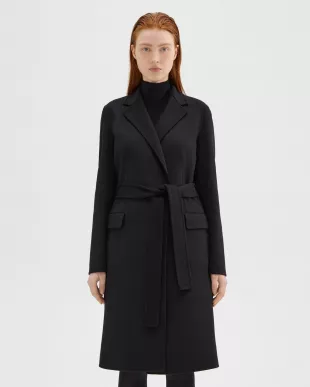 Theory - Double-Face Wool-Cashmere Belted Coat Black