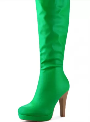 Women's Chunky Heel Round Toe Platform Knee High Boots