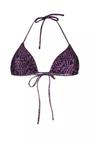 All-Over Logo Print Bikini Top