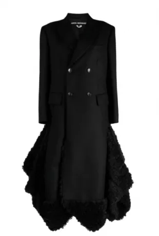 Double-Breasted Peplum Wool Coat