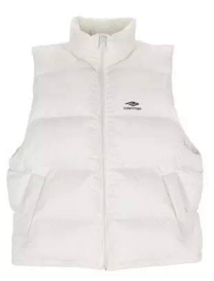 Women's White 3b 3b Sports Icon Puffer Vest
