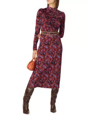 Tanya Taylor - Floral Ruched Midi Dress