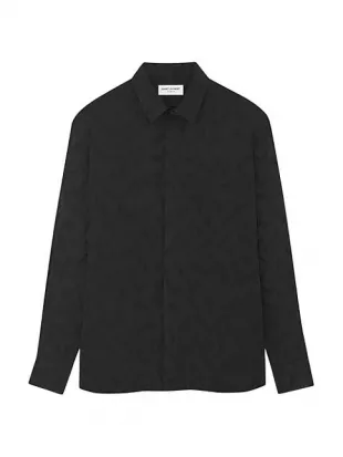 Saint Laurent - Yves Collar Classic Shirt In Matte and Shiny Silk