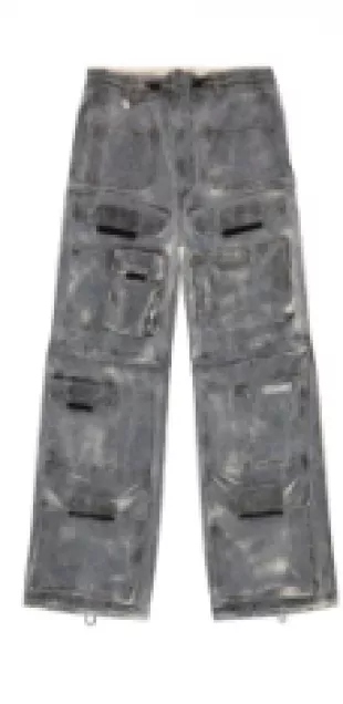 Multiple-Pocket Detail Jeans - Grey