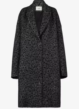 Fendi - Black Animal-Print Wool Coat