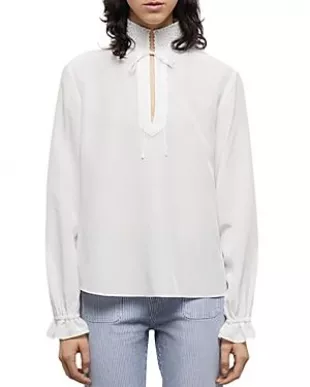 Silk Smocked Collar Top