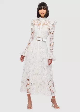 Leo Lin - Aliyah Lace Butterfly Sleeve Midi Dress