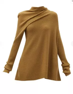 Asymmetric Ribbed Merino-Wool Sweater