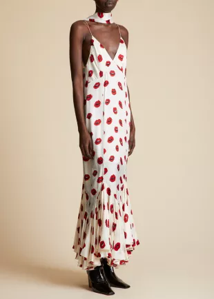 Candita Scarf-detailed Gathered Printed Twill Maxi Dress