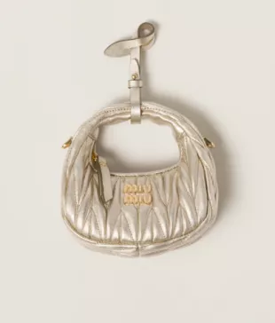 Wander Matelasse Nappa Leather Micro Hobo Bag in Pyrite