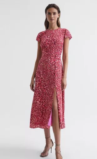 REISS Livia Split Midi Dress