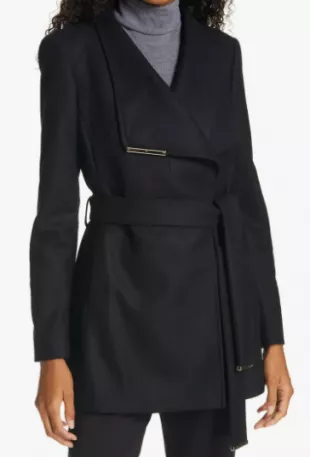 Rosess Wool & Cashmere Blend Wrap Coat