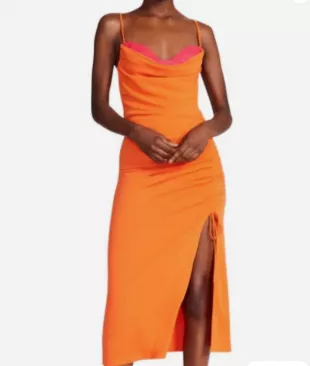 Mica Midi Dress In Bright Orange