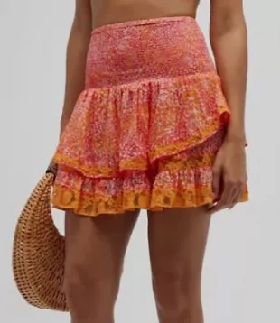 Orange Sachel Layered Mini Skirt