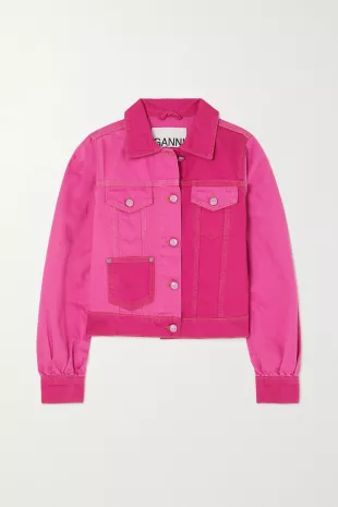 Two-Tone Organic Denim Jacket in Pink