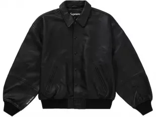 Supreme GORE-TEX Infinium WINDSTOPPER Leather Varsity Jacket