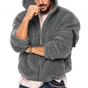 Veste à capuche fourrure moelleuse pour chaleur hivernale