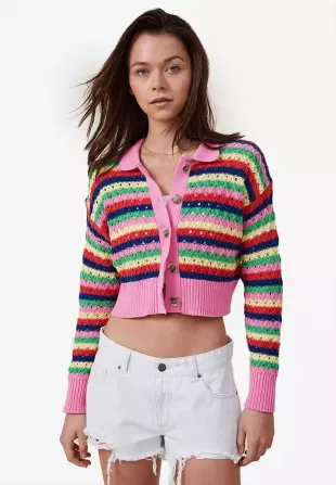 Holiday Pointelle Knit Cardigan