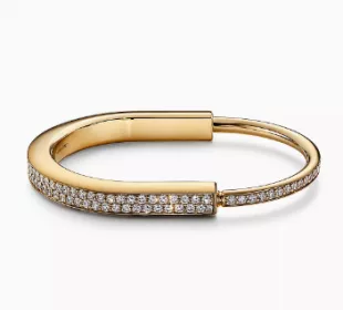 Lock Bangle In Yellow Gold With Full Pave Diamonds