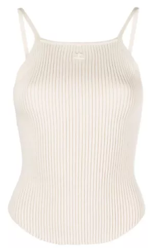 Logo Embroidered Ribbed Tank Top