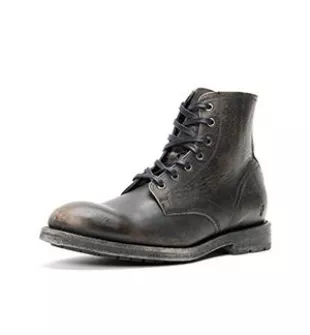 Bowery Lace Up Vintage-Style 6 ¼” Leather Boots for Men Made from Pull Up Leather with Antique Brass Hardware, Goodyear Welt Construction, and Zipper Closure, Black - 8.5M