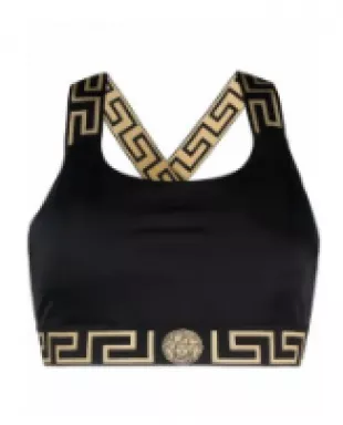 Greca-Trim Medusa-Logo Bikini Top