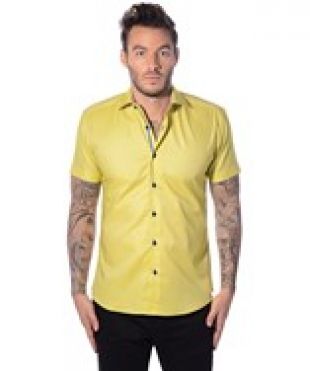 Bertigo Solid Yellow  Button Down Shirt | Bluefly.Com