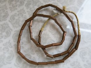 Ethiopian cuivre Tube perles artisanales, 5x13mm, grand 2,5 mm trous, pleine 22" Strand, unisexe
