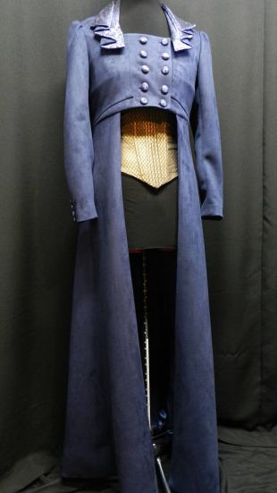 Inspired by Elizabeth Bennet Pride+Prejudice+Zombies long Jacket / coat and corset faux suede and silk custom made