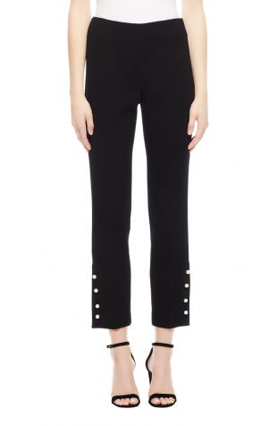 Lela Rose Wool Crepe Pant With Pearl Buttons