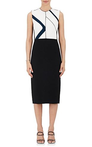 Colorblocked Crepe Sheath Dress