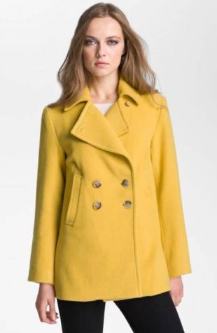 Joie Remi Coat Bright Saffron Peacoat Wool yellow Double Breasted Jacket Mustard | eBay