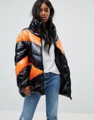 Doudoune ultra brillante color block