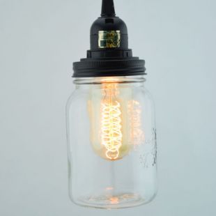 Mason Jar Pendant Light Kit, Wide Mouth, Black Cord, 15FT | eBay