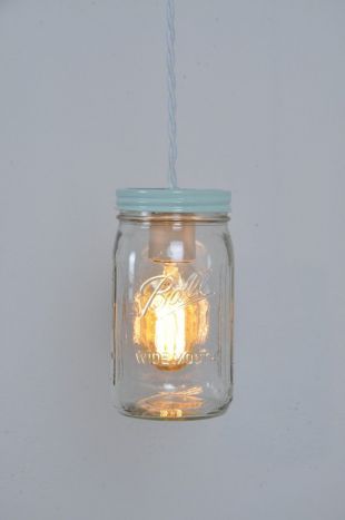 Lumière de pot Mason, Mason Jar pendentif lumière, suspendu léger, ferme l’éclairage, brancher, câblé, Style rustique, ampoule Edison, recouvert de tissu